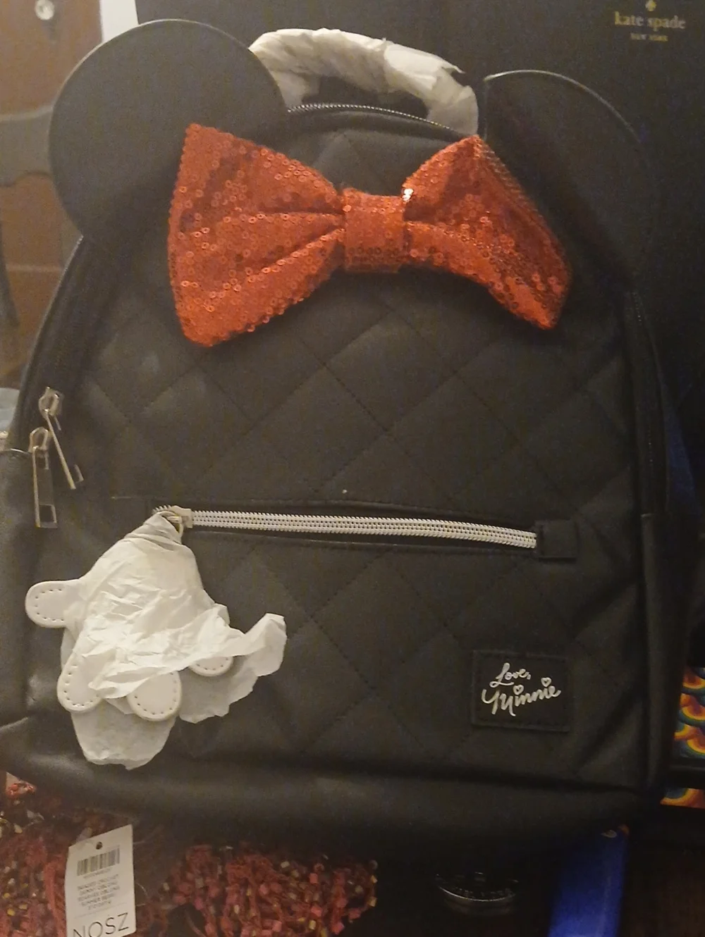 Minnie Ear Backpack with Red Sequin Bow NWT